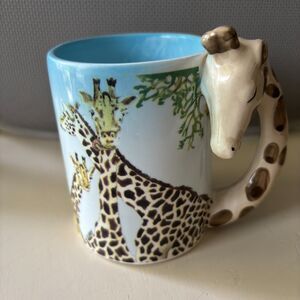 Vintage 1989 Five & Dime #4074 3D Whimsical Giraffes 14oz. Stoneware Coffee Mug